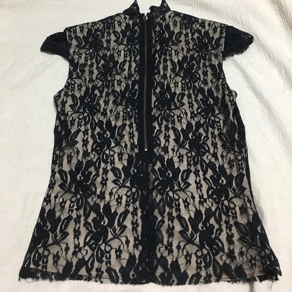 Laundry By Shelli Segal Nude/black Lace top - Picture 4 of 6